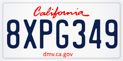 CA license plate 8XPG349