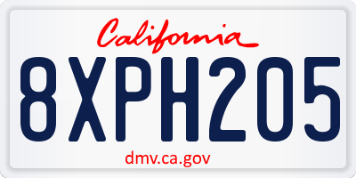 CA license plate 8XPH205