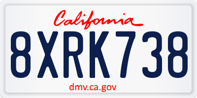 CA license plate 8XRK738