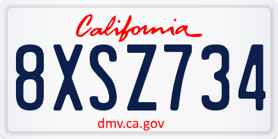 CA license plate 8XSZ734