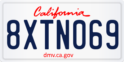 CA license plate 8XTN069