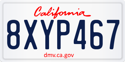 CA license plate 8XYP467