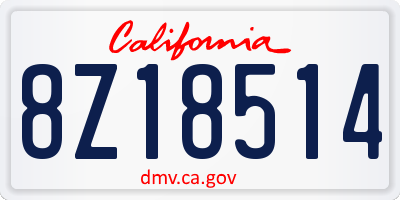 CA license plate 8Z18514