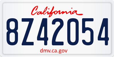 CA license plate 8Z42054