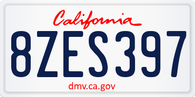 CA license plate 8ZES397