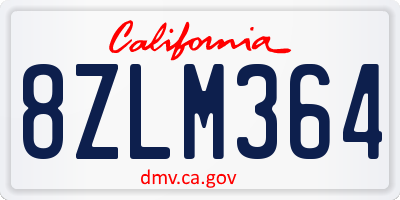 CA license plate 8ZLM364