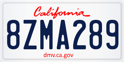 CA license plate 8ZMA289