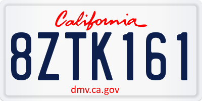 CA license plate 8ZTK161