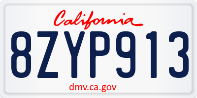 CA license plate 8ZYP913