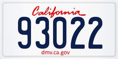 CA license plate 93022