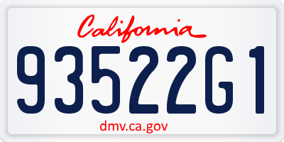 CA license plate 93522G1
