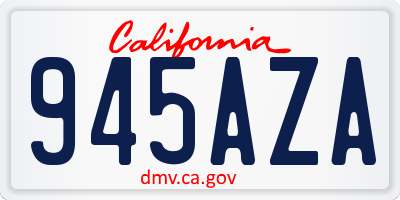 CA license plate 945AZA