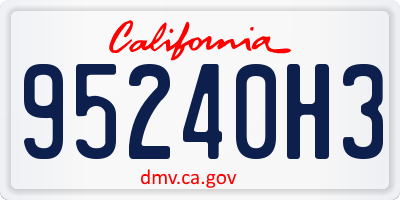 CA license plate 95240H3