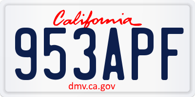 CA license plate 953APF