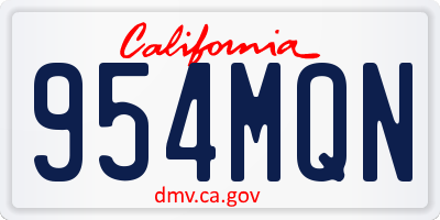 CA license plate 954MQN