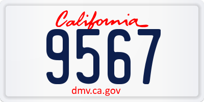 CA license plate 9567