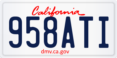 CA license plate 958ATI