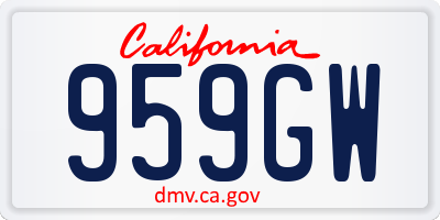 CA license plate 959GW