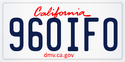 CA license plate 960IFO