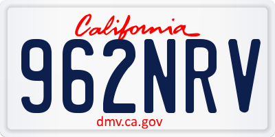 CA license plate 962NRV