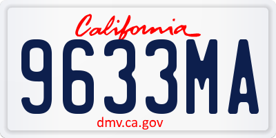 CA license plate 9633MA