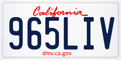 CA license plate 965LIV