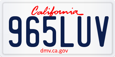 CA license plate 965LUV