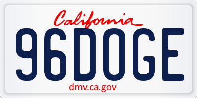 CA license plate 96DOGE