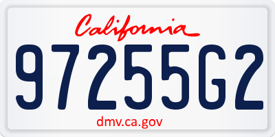 CA license plate 97255G2