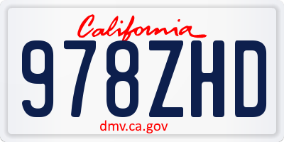 CA license plate 978ZHD