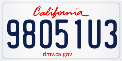 CA license plate 98051U3