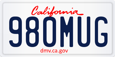 CA license plate 980MUG