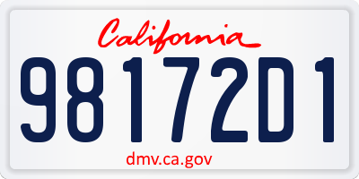 CA license plate 98172D1