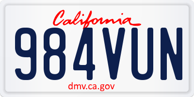 CA license plate 984VUN