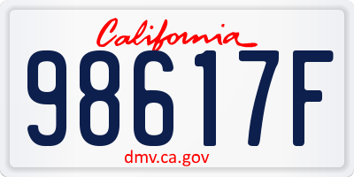 CA license plate 98617F