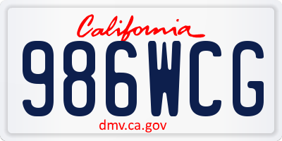 CA license plate 986WCG