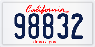 CA license plate 98832