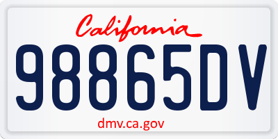 CA license plate 98865DV