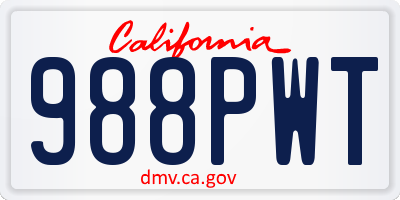 CA license plate 988PWT