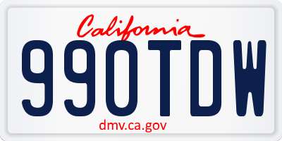 CA license plate 990TDW