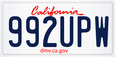 CA license plate 992UPW