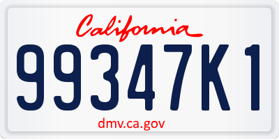 CA license plate 99347K1