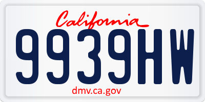 CA license plate 9939HW