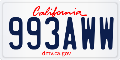 CA license plate 993AWW