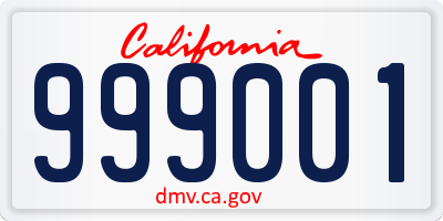 CA license plate 999001