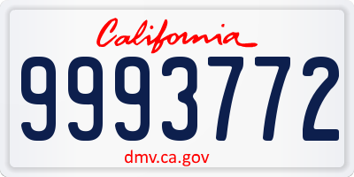 CA license plate 9993772