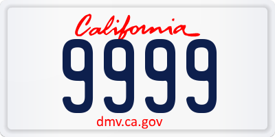 CA license plate 9999