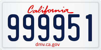 CA license plate 999951