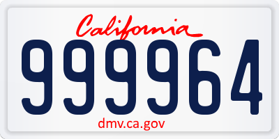 CA license plate 999964