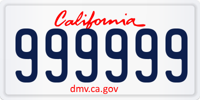 CA license plate 999999